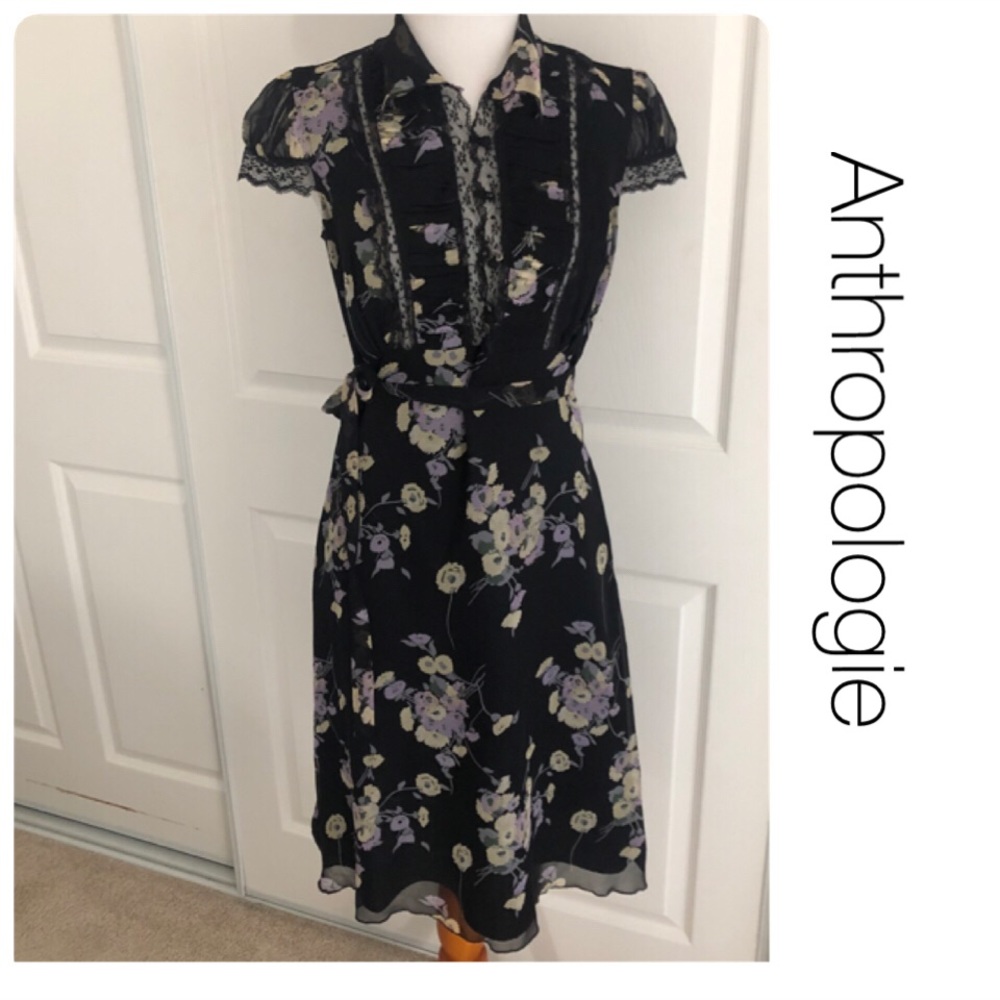 NWT Anna Sui for Anthropologie Black Silk Dress 4